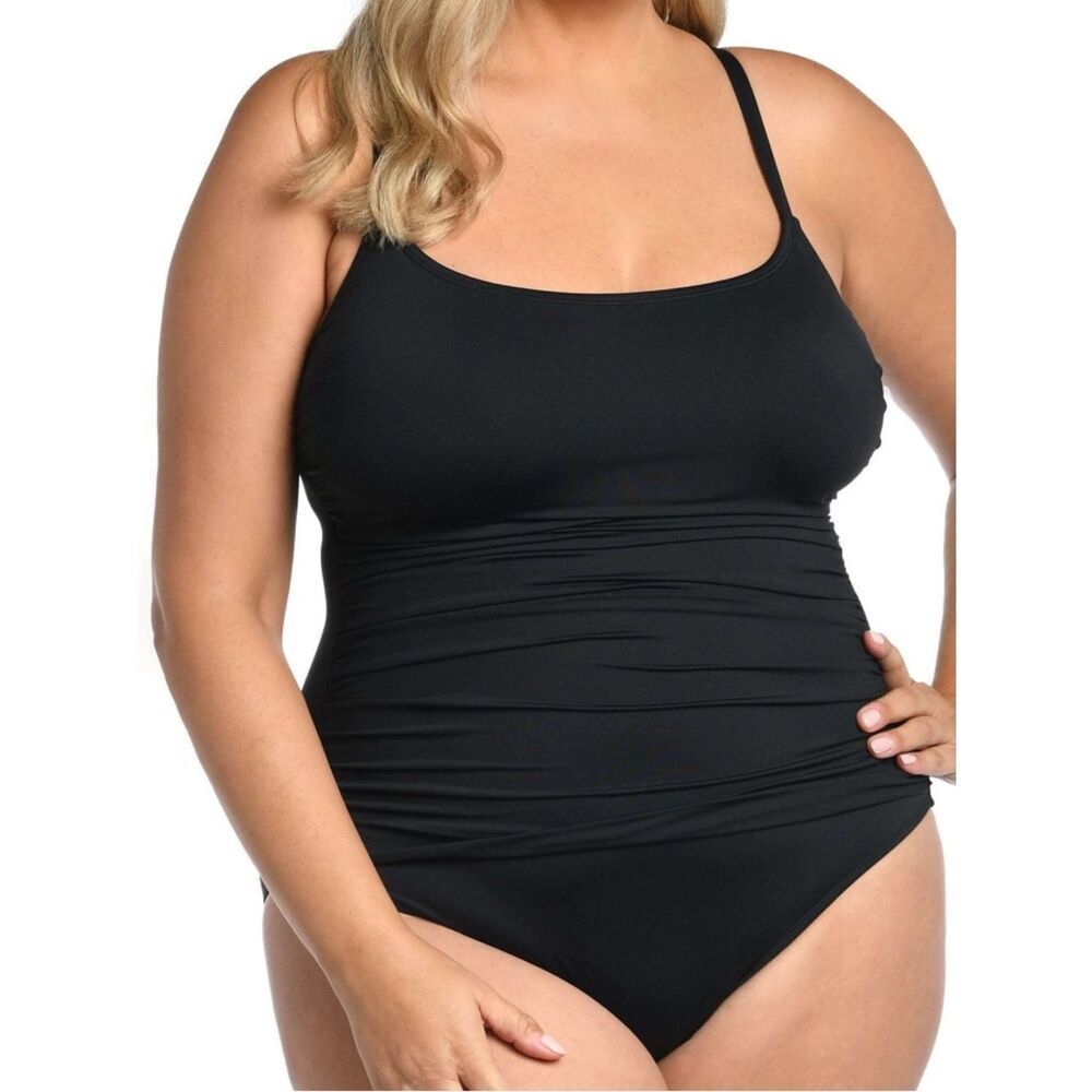 LA BLANCA Island Goddess Lingerie One Piece - Black, Plus size 22W,NWT